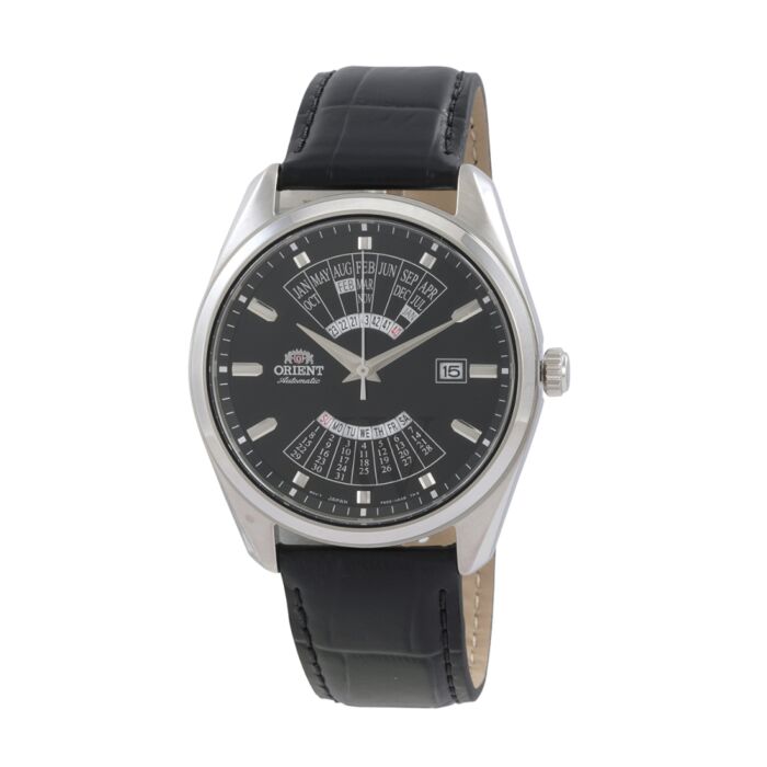 Men's Multi Year Leather Black Dial Watch