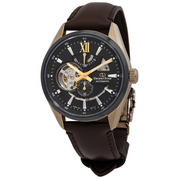 Men's Orient Star Leather Black Dial Watch
