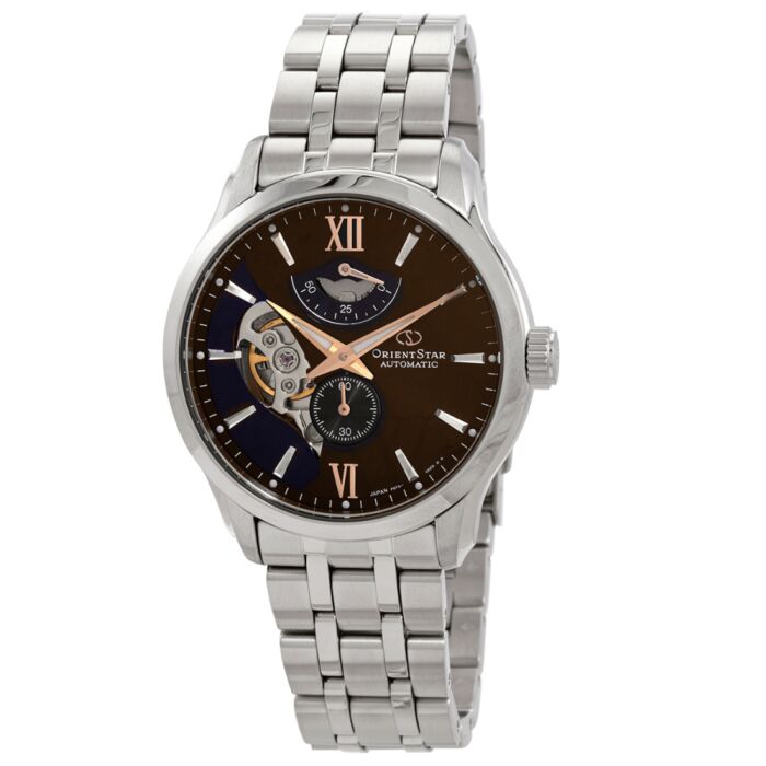 Men's Orient Star Stainless Steel Brown Blue (Cut-Out) Dial Watch