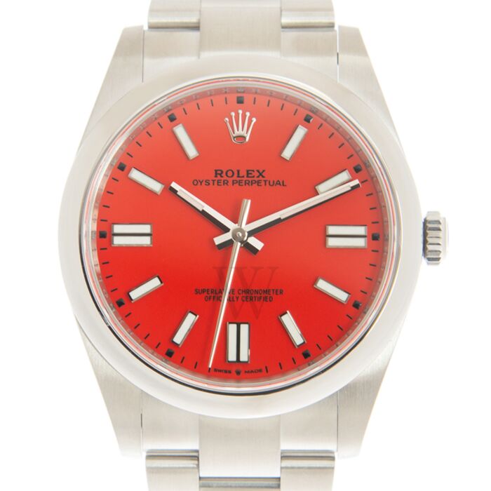 Men's Oyster Perpetual 41 Stainless Steel Coral Red Dial Watch