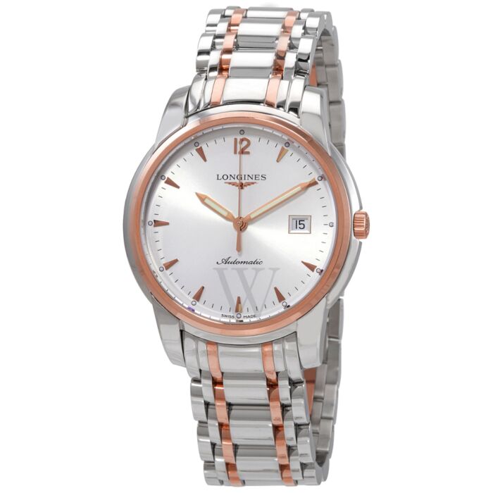 Men's Saint-Imier Collection Stainless Steel with 18kt Rose Gold Links Silver Dial Watch
