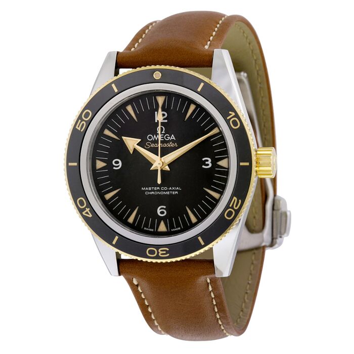 Men's Seamaster 300 Leather Black Dial Watch