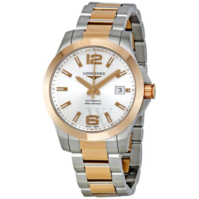 Men's Sport Stainless Steel with 18kt Rose Gold (Capped) Cente White Mother of Pearl Dial Watch
