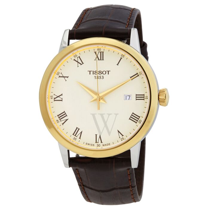 Men's T-Classic Leather Ivory Dial Watch