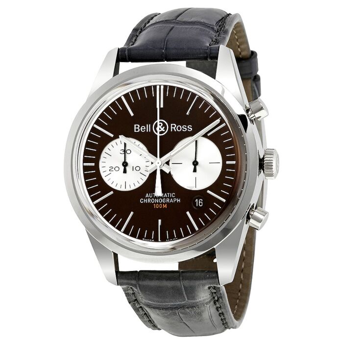 Men's Vintage Chronograph Alligator Leather Brown Dial Watch