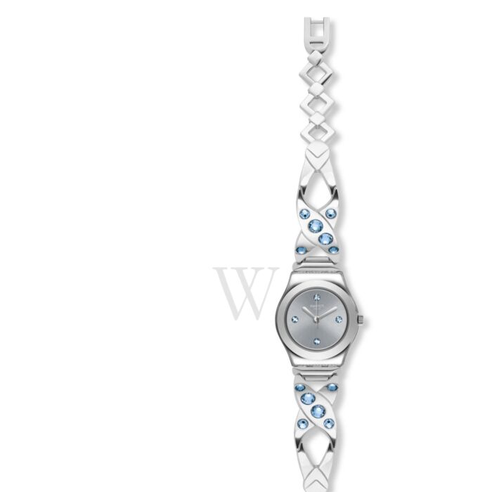 Women's Silver Hug Stainless Steel Intertwine set with Crystals Silver Dial Watch
