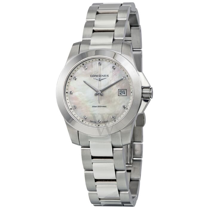 Womens Conquest Stainless Steel Mother of Pearl Dial
