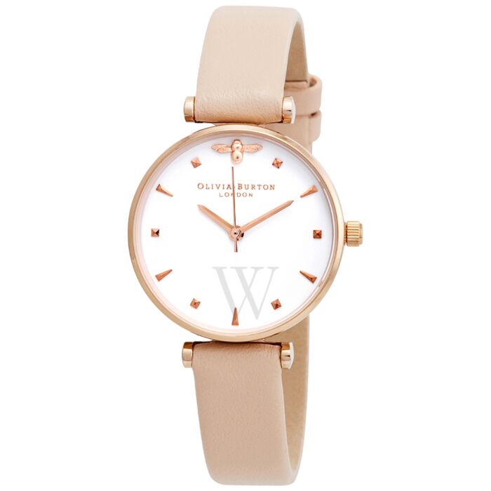 Women's Queen Bee Leather White Dial