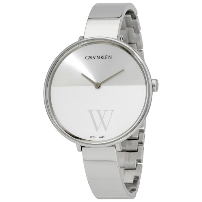Women's Rise Stainless Steel Bangle Silver and White Dial Watch