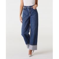Womens Crystal Cuff Wide Jeans