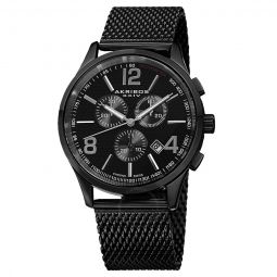Black Dial Black Ion-plated Mens Watch