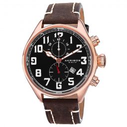 Essential Chronograph Black Dial Brown Leather Mens Watch