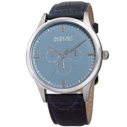 Blue Dial Black Leather Mens Watch