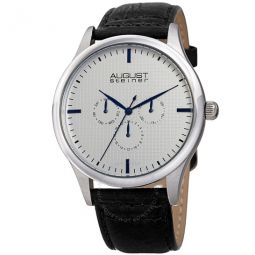 Quartz Silver Dial Black Leather Mens Watch AS8243SSBK