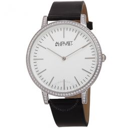 Quartz Crystal White Dial Mens Watch