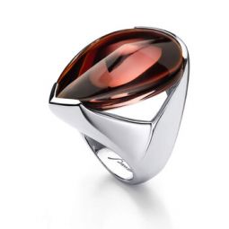 RING MEDIUM SILVER RED CRYSTAL IRIDESCENT