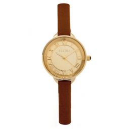 Madison Gold Dial Camel Leather Ladies Watch