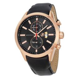 Fulton Black Dial Black Leather Swiss Quartz Mens Watch