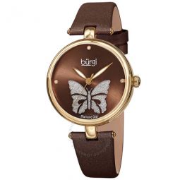 Pretty Butterfly Quartz Crystal Brown Dial Ladies Watch