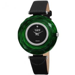 Faceted Crystal Bezel Diamond Black Dial Ladies Watch