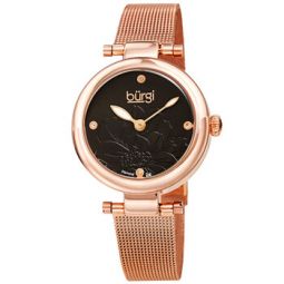 Flower Marker Quartz Diamond Black Dial Ladies Watch