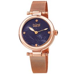 Flower Marker Quartz Diamond Blue Dial Ladies Watch BUR260RGBU