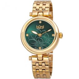 Flower Marker Quartz Diamond Green Dial Ladies Watch
