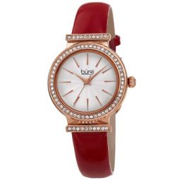 Silver Dial Red Leather Ladies Watch