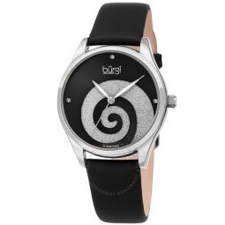 Swirl Quartz Diamond Black Dial Ladies Watch