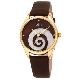 Swirl Quartz Diamond Brown Dial Ladies Watch