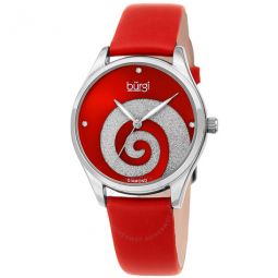 Swirl Quartz Diamond Red Dial Ladies Watch