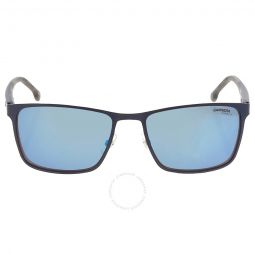 Grey Blue Mirror Rectangular Mens Sunglasses