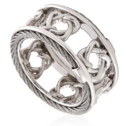 Heart to Heart Sterling Silver Cable Ring, Size 52