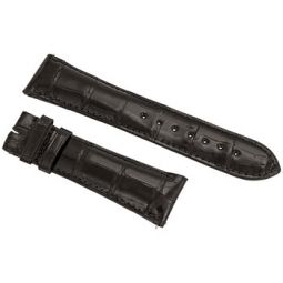 24 MM Shiny Black Alligator Leather Strap