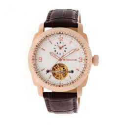Helmsley Automatic White Dial Brown Leather Mens Watch