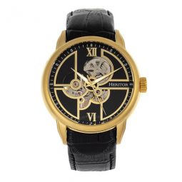 Sanford Automatic Black Dial Black Leather Mens Watch