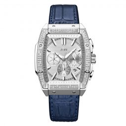 Echelon Quartz Silver Dial Blue Leather Mens Watch