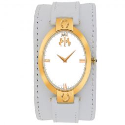 Good Luck Silver Dial White Leather Mens Watch