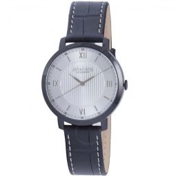 Koge Round Black IP Steel Silver Dial Brown Leather Watch