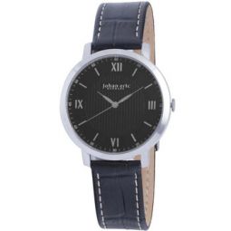 Koge Round Steel Black Dial Black Leather Watch JE1700-04-001