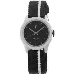 Naestved Young Sporty Round Steel White Stripe Canvas Strap Mens Watch