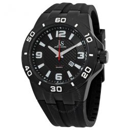 Quartz Black Dial Black Silicone Mens Watch