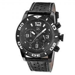 Joshua & Sons Chronograph Black Dial Black Leather Mens Watch