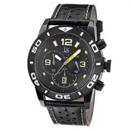 Joshua & Sons Chronograph Black Dial Black Leather Mens Watch