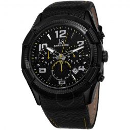 Joshua & Sons Chronograph Black Dial Black Leather Mens Watch