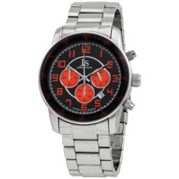 Joshua & Sons Chronograph Black Dial Silver-tone Alloy Mens Watch