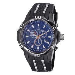 Joshua & Sons Chronograph Blue Dial Black Silicone Mens Watch