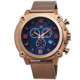 Joshua & Sons Chronograph Blue Dial Rose Gold-tone Mens Watch