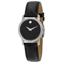 Museum Black Dial Black Leather Strap Ladies Watch