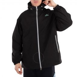 Mens Black Logo-Patch Hooded Jacket, Size Small
